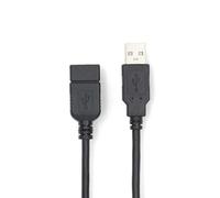 Câble USB | USB 2.0 | USB-un homme | USB-une femme | 480 Mbps | Nickel -Plated | 3,00 m | Round | PVC | Noir | Étiquette