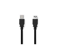 Câble USB USB 3.2 Gen 1 USB-A Mâle USB-A Femelle 5 Gbps Plaqué nickel 2.00 m Rond PVC Noir Label
