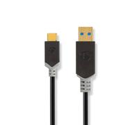 Câble USB | USB 3.2 Gen 1 | USB-A mâle | USB-C™ mâle | 60 W | 5 Gbps | Plaqué or | 1,00 m | Rond | PVC | Anthracite | Boîte avec fenêtre