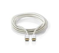 Câble USB - USB 3.2 Gen 2 - USB-C Mâle - USB-C Mâle - 100 W - 4K@60Hz - 10 Gbps - Plaqué Or - 1.00 m - Rond - Nylon/Tressé - Aluminium - Sachet avec Fenetre
