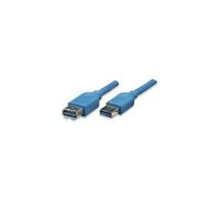 Câble USB USB 3.2 Gen1 (USB 3.0) USB-A mâle, USB-A femelle 50.00 cm bleu contacts dorés
