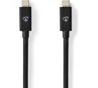 Câble USB | USB 4.0 Gen 2x2 | USB-C™ mâle | USB-C™ mâle | 240 W | 8K@60Hz | 20 Gbps | Nickelé | 2,00 m | Rond | PVC | Noir | Emballé