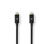 Câble USB - USB 4.0 Gen 2x2 - USB-C Mâle - USB-C Mâle - 240 W - 8K@60Hz - 20 Gbps - Plaqué Nickel - 2.00 m - Rond - PVC - Noir - Enveloppe