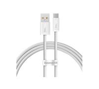 Câble USB / USB-C 1m 100W Charge et Transfert Fast Charging en Nylon Tressé Blanc