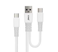 LinQ Câble USB / USB-C vers USB-C 60W Charge et Synchro Longueur 1,2m Blanc