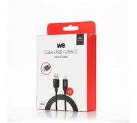 WE Connect – Lot de 2 câbles USB/USB‑C – USB 3.2 Gen 1 – 1,50m – Charge 3A – 5Gbps – Noir