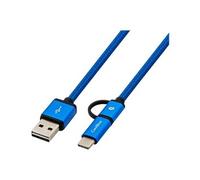 - Câble USB - USB (M) pour Micro-USB Type B, 24 pin USB-C (M) - USB 2.0 - 1 m - bleu