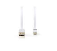 Nedis CCBP60500WT10 câble USB USB 2.0 1 m USB A Micro-USB B Blanc
