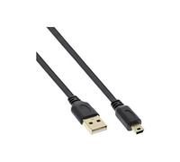 - Câble USB - USB (M) pour mini USB type B (M) - USB 2.0 - 30 cm - plat - noir