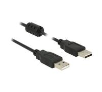 Câble DeLOCK USB 2.0 A/A Mâle/Mâle 2m Noir - Connecteurs Nickel/Or, Double Blindage, 480 Mbit/s - Référence 84891, AWG 24/28
