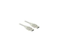 DeLOCK Câble USB 2.0 A-A 3m Transparent - Connecteurs Mâle/Mâle, 480 Mbit/s, AWG 28, Double Blindage - Réf. 83890