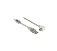 DeLOCK Câble USB 2.0 A/B 2m, M/M, Argent/Transparent, 480 Mbit/s, AWG 24/28, Double Blindage, avec Ferrite, Diamètre 4mm
