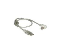 DeLOCK 84811 Câble USB 2.0 A vers B Mâle/Mâle 0.5m Argent/Transparent, AWG 24/28, Double Blindage, Ferrite, 480 Mbit/s