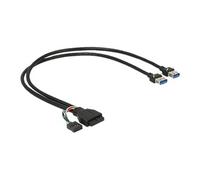 - Câble USB - USB type A (F) pour tête 19 broches USB 3.0, tête 9 broches USB 2.0 (F) - USB 3.0 - 45 cm - noir