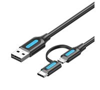 2in1 Usb Cable Usb 2.0 To Usb-c/micro-b Usb Vention Cqdbf 1m (black)