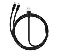 Câble USB vers 2x USB-C 2A Charge Rapide et Sécurisée Épais Robuste 3m Noir