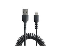 StarTech.com Câble USB vers Lightning de 1m - Certifié Mfi - Adaptateur USB Lightning Noir, Gaine durable en TPE - Cordon Chargeur Iphone/Lightning Spiralé en Fibre Aramide - Câble USB pour Iphone Très Résistant