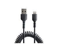 StarTech.com Câble USB vers Lightning de 50cm - Certifié Mfi - Adaptateur USB Lightning Noir, Gaine durable en TPE - Cordon Chargeur Iphone/Lightning Spiralé en Fibre Aramide - Câble USB pour Iphone Très Résistant