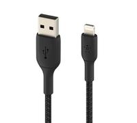 Câble USB vers Lightning MFi 18W Nylon Tressé 1m Charge et Synchro Belkin noir