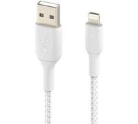 Câble USB vers Lightning MFi 18W Nylon Tressé 2m Charge et Synchro Belkin Blanc Blanc G