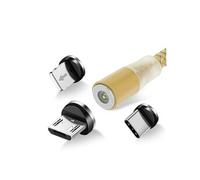 Câble USB vers Lightning, USB-C et Micro-USB Charge 2.4A 1m Dorée
