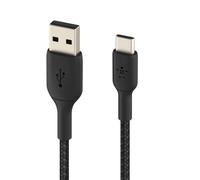 Câble USB vers USB-C 18W Nylon Tressé 2m Charge et Synchro Belkin noir