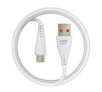 Câble USB vers USB C Fast Charge 3A Synchronisation Longueur 1m LinQ Blanc