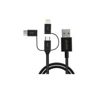 Câble USB vers USB-C, Lightning, Micro-USB Charge Synchronisation 1m Ecologique Noir