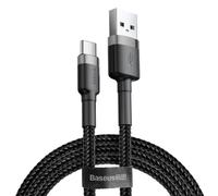 Câble USB vers USB-C QC3 tressé résistant de 0,5 m - Noir et gris