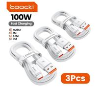 Câble USB vers USB-C Toocki 6A Super Chargeur pour iPhone 17 16 Samsung Huawei - 1/2/3/5 Pièces - Cordon de Données et Charge Rapide Type-C 100W pour Téléphone 1 Pack USB C