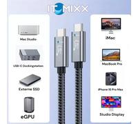 Câble USB4 Thunderbolt 4 USB-C 40 Gbps 240 W 5 A 8K Aluminium 1 m Noir