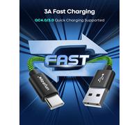Cable Usbc Charge Rapide(Lot De 2, 1M+1M), 3A Câble Usb-C Chargeur Pour Samsung Galaxy S20 S21 S22 S23 S10 S9 Plus Ultra S10E, A13 A14 A23 A33 A51 A52 A53 A54 A70 A50 A40