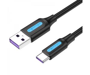 Câble Vention USB 2.0 Mâle vers USB-C Mâle - 5A - 100W - 480Mbps - 1m - Couleur Noir