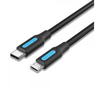 Câble Vention USB-C Mâle vers MicroUSB Mâle - 1m - 2A 10W 480Mbps - Couleur Noir
