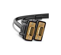 Câble VGA SVGA Mâle vers Mâle 1080P Plaqué Or avec Noyau de Ferrite pour Ecran, Moniteur, Projecteur, PC, TV HD, Noir (3 M)