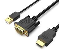 Câble VGA vers HDMI, 1.8M 1080P de l'ordinateur/ordinateur portable VGA vers le moniteur/téléviseur HDMI avec prise en charge audio (non bidirectionnel).[V69]