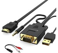 Câble Vga Vers Hdmi, Adaptateur Vga Vers Hdmi Ancien Pc De Style À Nouvelle Tv/Moniteur Avec Hdmi,Vga À Hdmi Cordon Convertisseur Avec Audio Pour Ordinateur Portable À Projecteur,Mâle À Mâle[Z703]