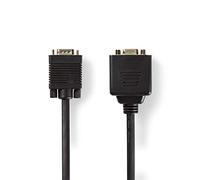 Nedis - Répartiteur VGA - HD-15 (VGA) (M) droit pour HD-15 (VGA) (F) double bloc - 20 cm - rond, vis moletées, support 1080p - noir
