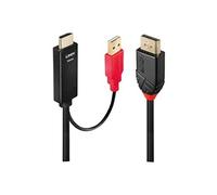 - Câble vidéo/audio - USB, HDMI mâle pour DisplayPort mâle - 5 m - blindé - noir - rond, support 4K, actif