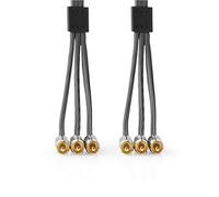 Câble vidéo Composite - 3X RCA mâle - 3X RCA mâle - Plaqué Or - 480p - 2.00 m - Rond - Coton - Anthracite/Gris Métal Gun - Sachet avec Fenetre