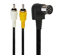Câble vidéo composite DIN pour équipement multimédia domestique, coude 1,5 | Fiches AV jaune et blanc et câble de lecture son mono pour un usage quotidien