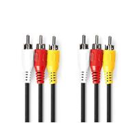 Nedis Câble vidéo composite CVGL24300BK20 – 3 fiches RCA nickelées 2.00 m noir