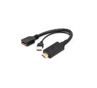 Câble vidéo et adaptateur GEMBIRD - HDMI Type A (Standard) vers DisplayPort + USB Type-A - 0,1 m - Noir