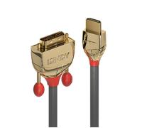 Lindy Câble adaptateur Gold Line HDMI-A vers DVI-D 18+1 pôles 10 m triple blindage gris