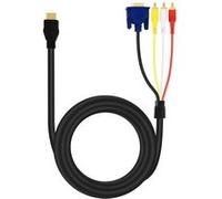 Câble HDMI vers 3x RCA Mâles et VGA Mâle Adaptateur Vidéo 1.5m A4001 LinQ Noir