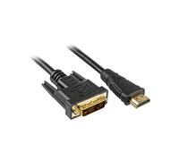 Câble Vidéo Sharkoon 4044951015221 - HDMI vers DVI-D Mâle/Mâle 3m - Résolution 1920x1200 - Contacts plaqués Or - Noir