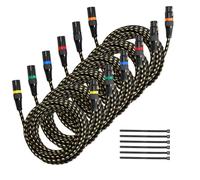 VEVOR Câble XLR 7,62 m, lot de 6, câble de microphone DMX mâles vers femelles symétriques blindés, cordon de haut-parleur XLR 3 broches plaqués or, pour éclairage de scène, amplificateurs, mixeurs