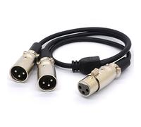 Câble Y Adaptateur XLR Femelle à Double XLR Mâle - Cordon d'Extension Audio pour Microphone 50cm