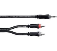 Cordial Adaptateur Y audio 14854 – Jack 3,5 mm mâle vers 2x Cinch-RCA mâles – 1 m noir, gaine PVC