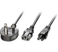 Câble Y LINDY alimentation [1x mâle anglaise - 2x Secteur femelle C13, Fiche femelle (forme de trèfle) C5] 2.50 m noir